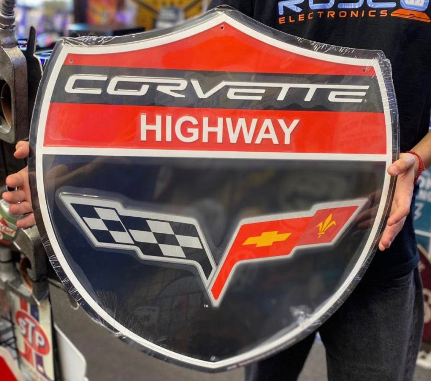 Corvette Highway Large Metal sign