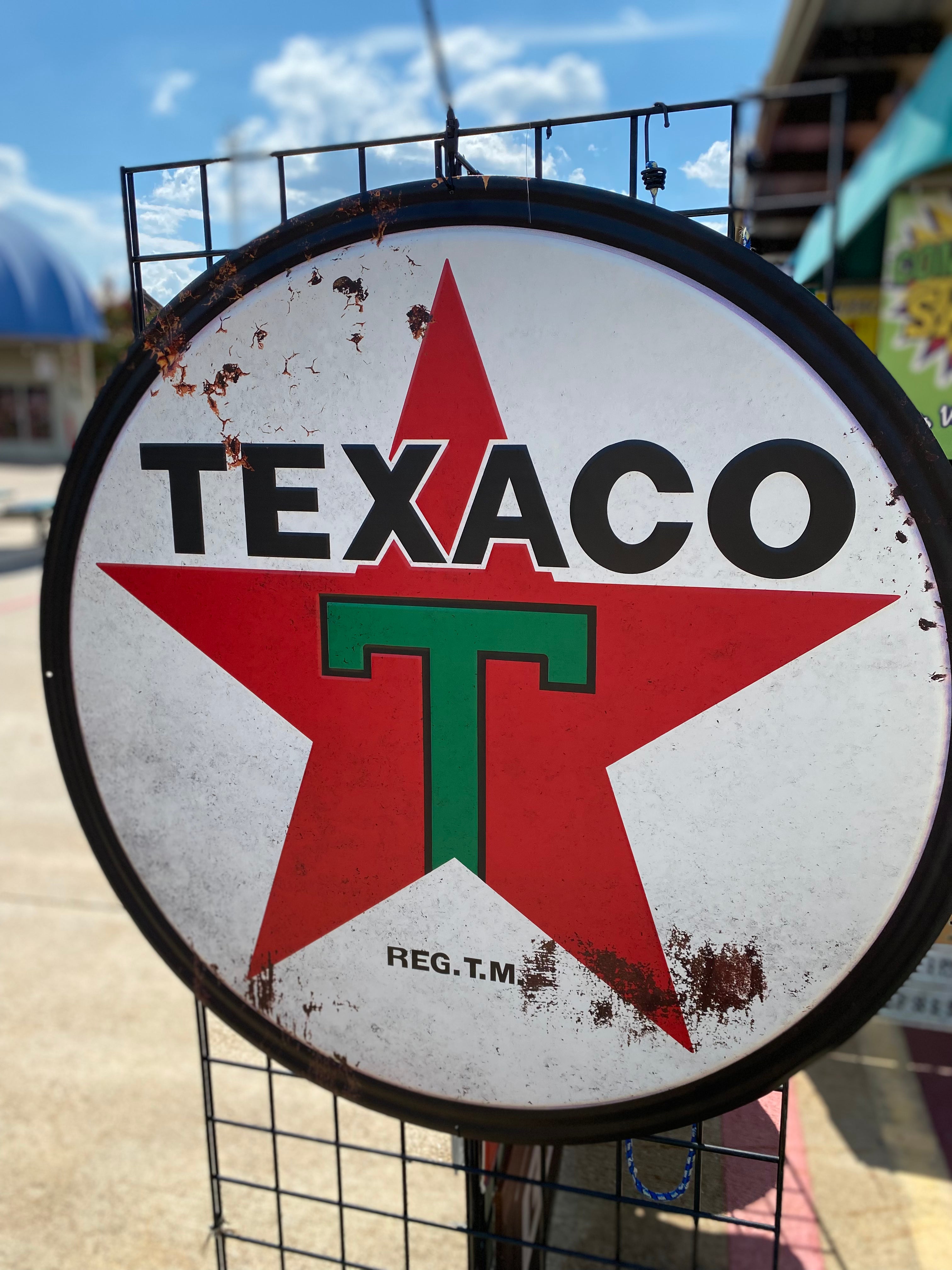 Oversized Texaco metal sign Distressed look