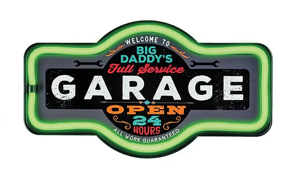 Big Daddy's Garage Rope LED sign