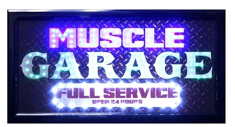 Muscle Garage Full Service LED sign