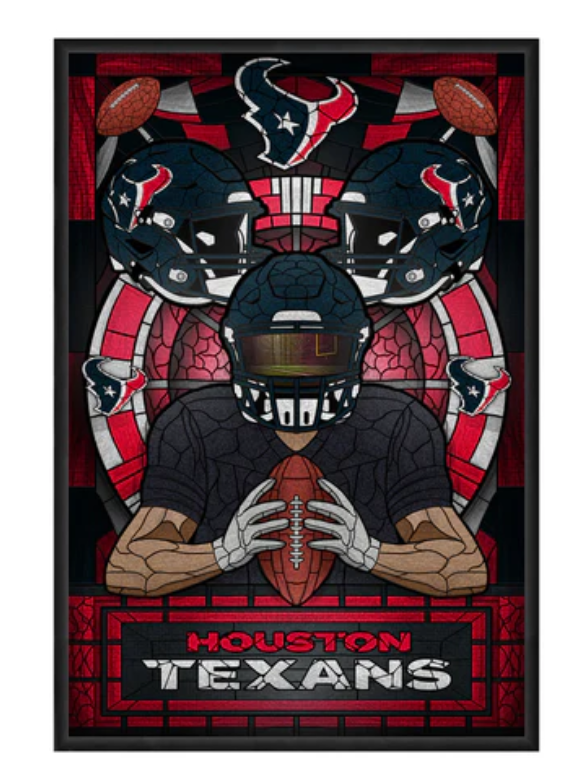 Houston Texans Stained Glass Print. 14"x20"