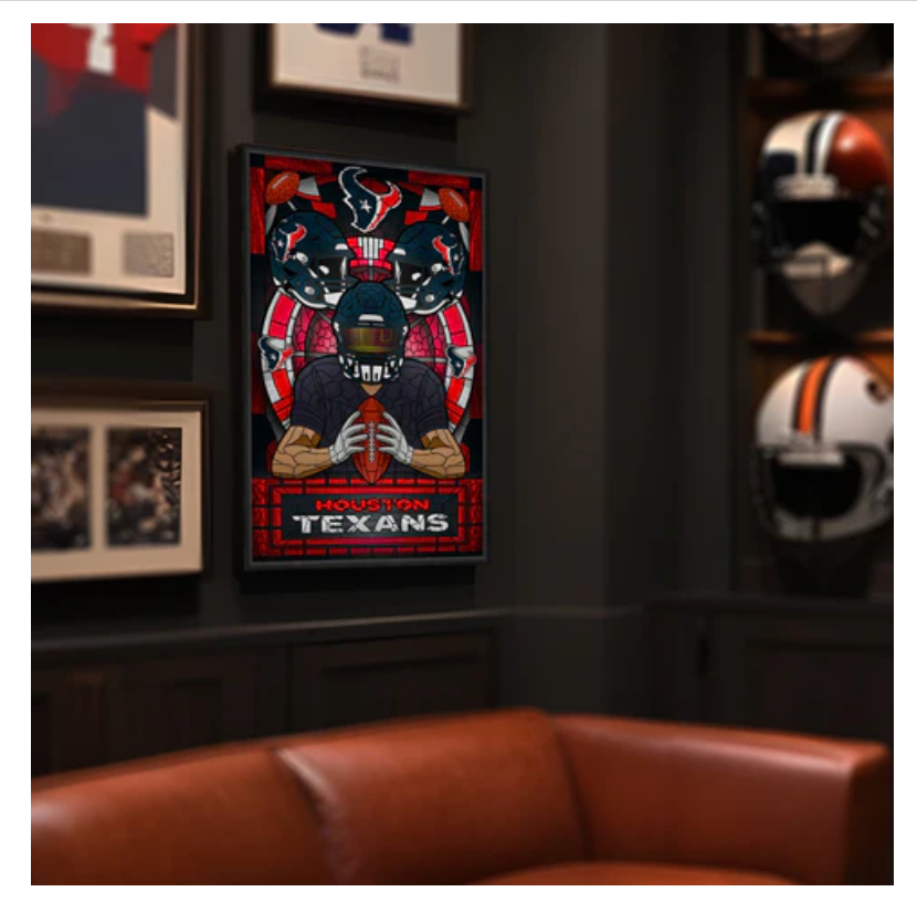 Houston Texans Stained Glass Print. 14"x20"