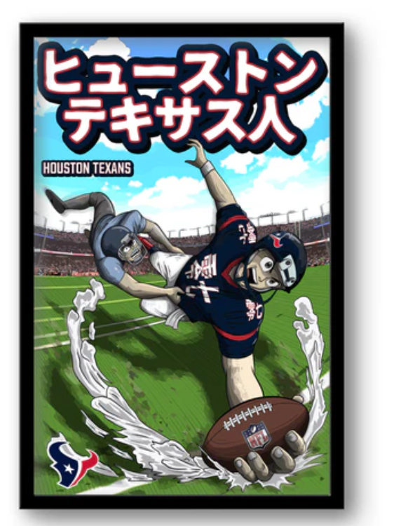🏈 Houston Texans Anime Print – Officially Licensed Framed Wall Art 14"x20"